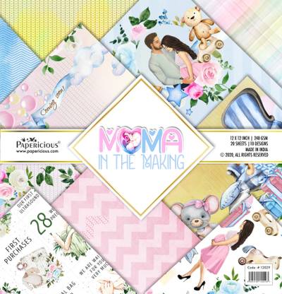Papericious Mama in the Making - Pattern Printed Scrapbook Paper 12x12 inch /20 sheets Theme,  Scrapbook Kit