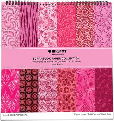 Inkdotpot 25 Sheets Batik Scrapbook Paper Pad 6x6, Single-Sided DIY Paper Theme,  Scrapbook Kit