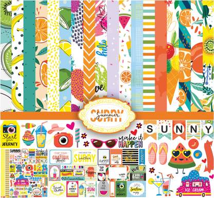 Inkdotpot Summer Fruit Cardstock 12"x12" Card Making Paper with Sticker Sheet-16 Pages Theme,  Scrapbook Kit