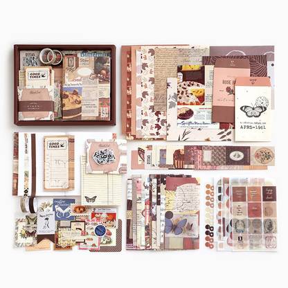 Peculiar Junk Journal & Scrapbook Kit With Brown A6 Notebook, Stickers, DIY Set Theme, Scrapbook Kit