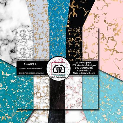 Gladtogift Marble Paper pack 12x12 size Theme,  Scrapbook Kit