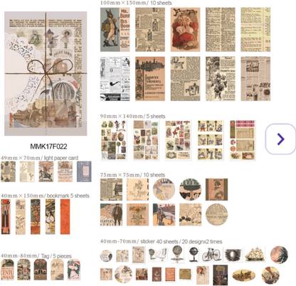 Journal joy 83pcs mix media journal kit, retro paper cutouts and stickers Theme,  Scrapbook Kit