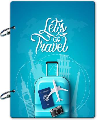 Sonsky Let's Go Travel Printed Wooden Photo Album for Memories Theme,  Scrapbook Kit