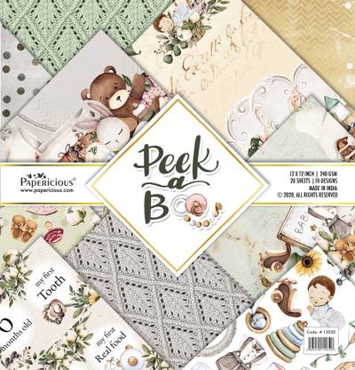 Papericious Peekaboo - Designer Pattern Printed Scrapbook Papers 12x12 inch / 20 sheets Theme,  Scrapbook Kit