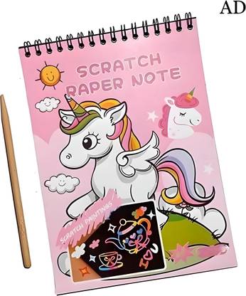 MAAVAISHNO Unicorn Scratch Book/Drawing Book/Sketch Book/Art Book & Stylus Tool For Kids Theme,  Scrapbook Kit
