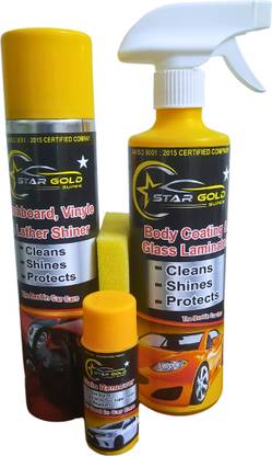 Star gold super 1 Dashboard Shiner, 1 Body Coating & Glass Laminated, 1 Stain Remover, 1 Sponge. Combo