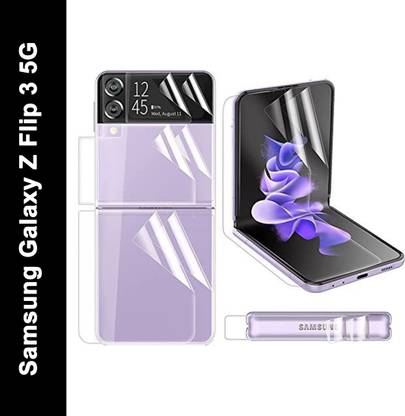 Tudox Front and Back Tempered Glass for Z Flip 3 Screen Protector, Soft TPU Screen Protector Compatible for Samsung Galaxy Z Flip 3 5G, Bubble Free&Anti Scratch Protective Film with Inner Screen Outter Screen and Back