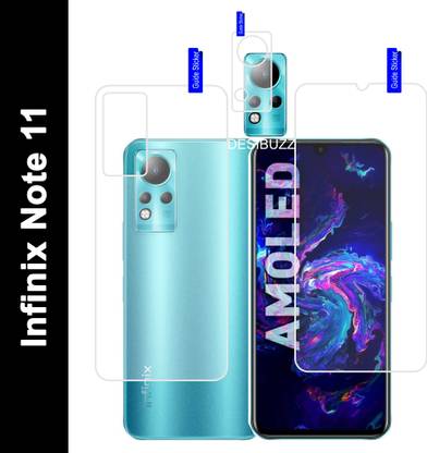 DESIBUZZ Front and Back Tempered Glass for Infinix Note 11, {Flexible}, Camera Lens