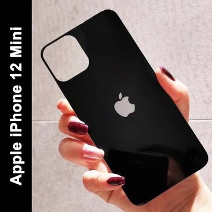 CallSmith Back Tempered Glass for iPhone 12 Mini Ultra Glossy Black Back Tempered Glass, With Apple Logo