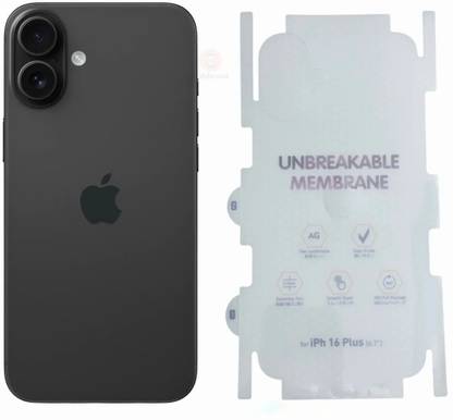VOLMERE Back Screen Guard for Apple iPhone 16 Plus Matte Transparent Unbreakable Membrane Back & Sides Protector TPU Film Screen Guard ( Not Tempered Glass )