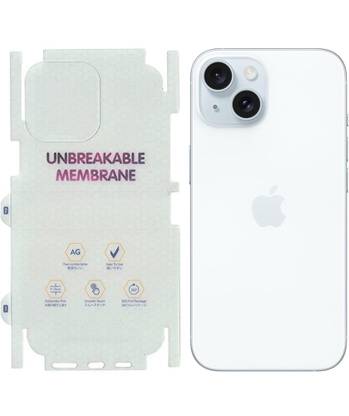 yuvu77 Back Screen Guard for Apple iPhone 15, Membrane with 360 coverage, unbreakable membrane