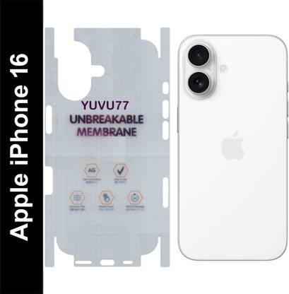 yuvu77 Back Screen Guard for Apple iPhone 16, Membrane with 360 coverage