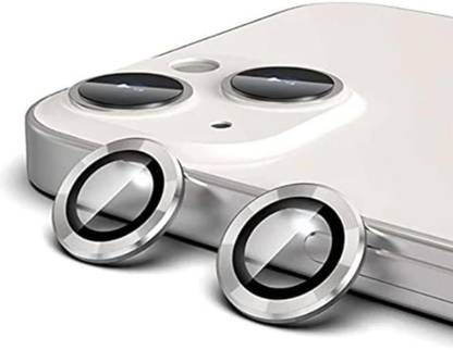 lazzymoby Camera Lens Protector for Apple iPhone 14, 3D Silver Color, Proper Fitting at Camera Ring