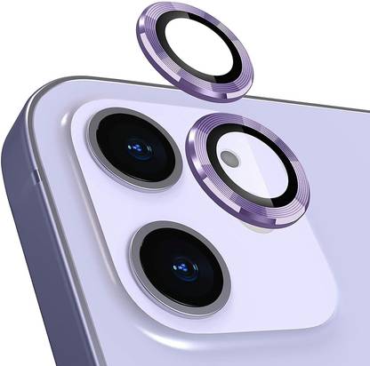 Evett Back Camera Lens Ring Guard Protector for iPhone 11 HD Clearity Ultra Thin Alloy Ring with Glass Purple