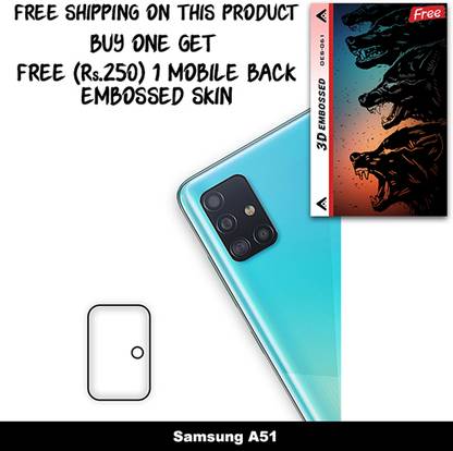 SOMTONE Camera Lens Protector for Samsung A51 FREE 1 3D EMBOSSED SKIN FOR MOBILE BACK WITH CUT C1S061