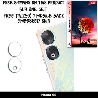 SOMTONE Camera Lens Protector for Honor 90 FREE 1 3D EMBOSSED SKIN FOR MOBILE BACK WITH CUT C1S010
