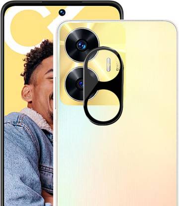 FCure Back Camera Lens Glass Protector for Realme C55, 3D Black Finish