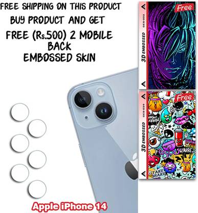 ARBAN Camera Lens Protector for Apple iPhone 14 WITH FREE 500 RUPEES 2 3D EMBOSSED SKIN FOR MOBILE BACK CS002