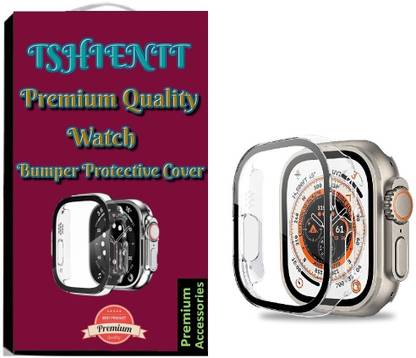 TSHIENTT Edge To Edge Screen Guard for Watch Ultra 49MM Case with Built-in Tempered Glass Screen Protector, Ultra-Thin Hard PC Full Coverage Cover Anti-Scratch Protective Case for iWatch Ultra 49 MM