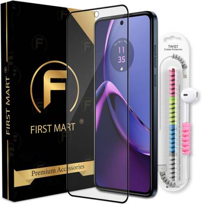 FIRST MART Edge To Edge Tempered Glass for MOTOROLA G84 5G, Motorola G84, Moto G84 5G, Moto G84, OG Tempered Glass with Cable Protector