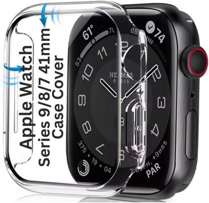 iWishKart Edge To Edge Screen Guard for Apple Watch Series 9 / 8 / 7 41mm, 41 mm Bumper Soft case cover, Screen Glass NOT included, Smart Watch NOT Included, Transparent -- All around Protection