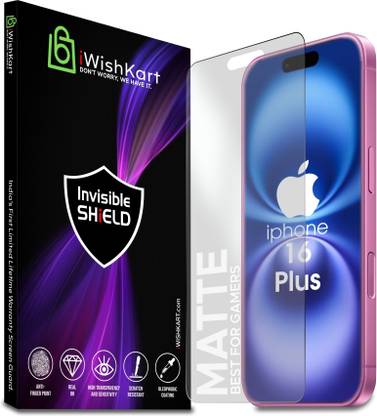 iWishKart Edge To Edge Screen Guard for Apple iPhone 16 Plus, i phone 16 + / 16plus, Military grade Edge to Edge Premium gorilla glass with Self Installation Guide - Wet & Dry wipes, Dust Absorber [With Warranty]