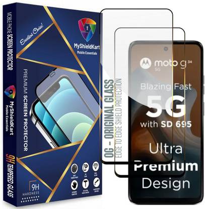 MyShieldKart Edge To Edge Screen Guard for Moto G34 (6.5 Inch)**DuraGlass**Millitary Grade-Anti Explosion-Tempered Glass/Full Screen Coverage-Edge to Edge/9H Hardness/With Easy Installation Kit