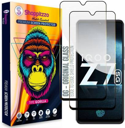 Shoppitzzo Edge To Edge Screen Guard for iQOO Z7 5G(6.38 Inch)**DuraGlass**Millitary Grade-Anti Explosion-Tempered Glass/Full Screen Coverage-Edge to Edge/9H Hardness/With Easy Installation Kit