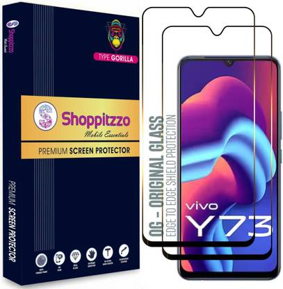 Shoppitzzo Edge To Edge Screen Guard for Vivo Y73(6.44 Inch)**DuraGlass**Millitary Grade-Anti Explosion-Tempered Glass/Full Screen Coverage-Edge to Edge/9H Hardness/With Easy Installation Kit