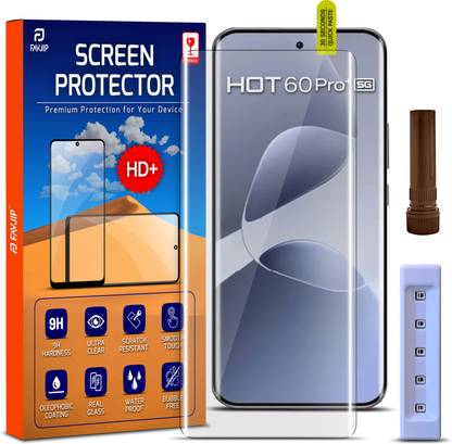 FAVJIP Edge To Edge Screen Guard for Infinix Hot 60 Pro Plus, Infinix Hot 60 Pro Plus 5G, Infinix Hot 60 Pro, Infinix Hot 60 Pro 5G, 3D Curved UV Liquide Glue Tempered Glass Protector with Easy Installation Kit