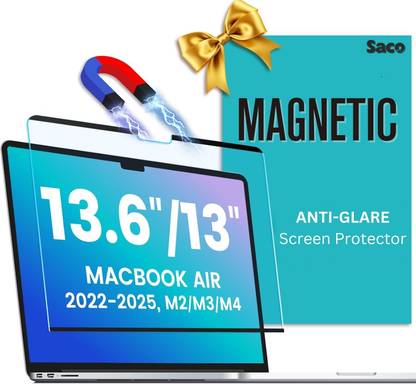 Saco Edge To Edge Screen Guard for Magnetic Matte MacBook Air M4 Screen Protector 13.6 Inch (2025-2022) | Compatible with M4 A3240, M3 A3113, M2 A2681