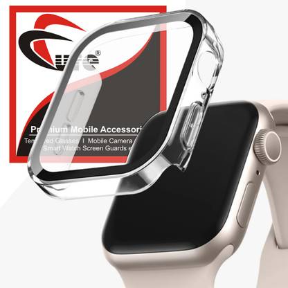 FCure Edge To Edge Screen Guard for Apple Watch SE 2nd Gen- 44mm, 3D Bumper Watch Case, Built in Screen Guard