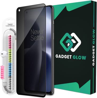 Gadget Glow Edge To Edge Tempered Glass for OnePlus Nord 2T 5G, Nord 2T 5G, OnePlus Nord 2 5G, OnePlus Nord CE 5G, Privacy Anti Spy Protection Glass with Cable Protector