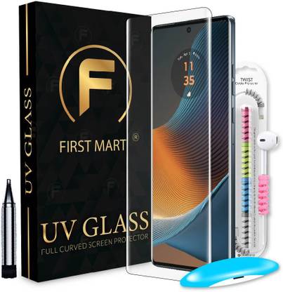 FIRST MART Edge To Edge Tempered Glass for Motorola Edge 50 Fusion 5G, Moto Edge 50 Fusion, Edge 50 Fusion, UV Glue Glass with Cable Protector