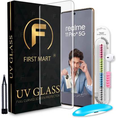 FIRST MART Edge To Edge Tempered Glass for Realme 11 Pro Plus 5G, Realme 11 Pro Plus, Realme 11 Pro + 5G, Realme 11 Pro +, Realme 11 Pro 5G, Realme 11 Pro, Realme Narzo 60 Pro 5G, Realme 10 Pro Plus, UV Glue Tempered Glass with Cable Protector