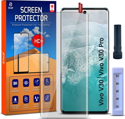 FAVJIP Edge To Edge Tempered Glass for Vivo V30 5G, Vivo V30 Pro 5G, Vivo V30, Vivo V30 Pro, 3D Curved UV Liquide Glue Glass with Easy Installation Kit
