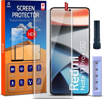 FAVJIP Edge To Edge Tempered Glass for Redmi Note 13 Pro Plus, Redmi Note 13 Pro Plus 5G, Redmi Note 13 Pro+ 5G, Redmi Note 13 Pro+, 3D Curved UV Liquide Glue Glass with Easy Installation Kit