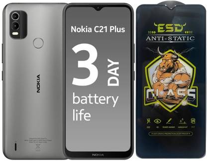 Resolute Edge To Edge Tempered Glass for Nokia C21 Plus, ESD Tempered Glass, ESD Screen Protector, Anti Static, Screen Protector