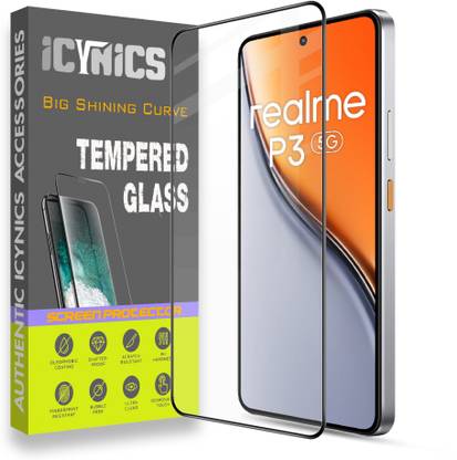 ICYNICS Edge To Edge Tempered Glass for Realme P3 5G, Anti-Fingerprint, Waterproof, Oil-resistant, Bubble-Free, Anti-Static, Scratch Resistant Full Coverage with Wooden box to ensure safety
