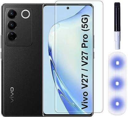 NaturalBuy Edge To Edge Tempered Glass for Vivo V27 Pro 5G-UV Glass Nano liquid perfect fit design Covered Mobile Screen Protector with Nanoscale Light Full Glue