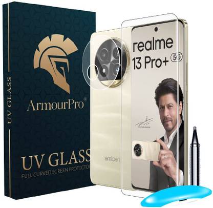 ArmourPro Edge To Edge Tempered Glass for Realme 13 Pro Plus 5G, Realme 13 Pro + 5G, Realme 13 Pro 5G, 1 UV Glue Tempered Glass and 1 Transparent Camera Lens