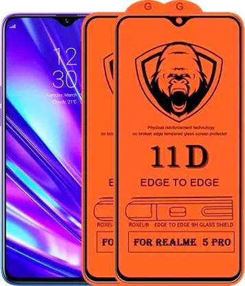 HIE POWER Edge To Edge Tempered Glass for Realme 5 Pro -11D Glass -Screen Protector Full HD Quality Tempered Glass Anti-Scratch Edge to Edge Coverage with Easy Installation Kit-11D
