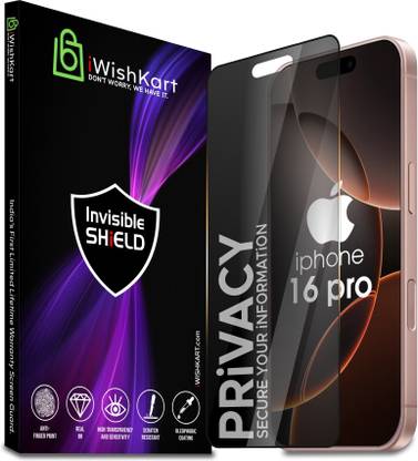 iWishKart Edge To Edge Tempered Glass for Apple iPhone 16 Pro, Privacy Military grade Edge to Edge Premium gorilla glass with Self Installation Guide - Wet & Dry wipes, Dust Absorber [With Warranty], iPhone16 Pro / 16pro / i phone 16 pro