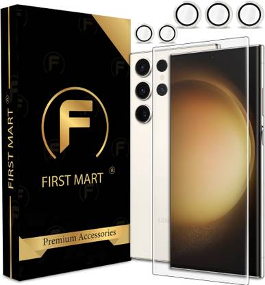 FIRST MART Edge To Edge Tempered Glass for Samsung Galaxy S23 Ultra 5G, Samsung Galaxy S23 Ultra, Samsung S23 Ultra 5G, S23 Ultra 5G, ( 1 UV Glue Tempered Glass with 1 Silver Camera Ring )