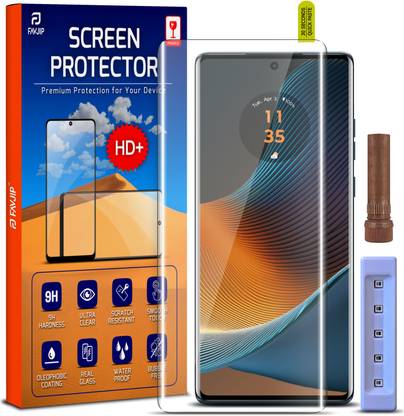 FAVJIP Edge To Edge Tempered Glass for Moto G85 5G, Motorola G85, Motorola G85 5G, G85, G85 5G, 3D Curved UV Liquide Glue Glass with Easy Installation Kit