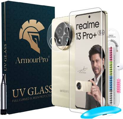 ArmourPro Edge To Edge Tempered Glass for Realme 13 Pro Plus 5G, Realme 13 Pro + 5G, Realme 13 Pro 5G, 1 UV Glue Tempered Glass, 1 Cable Protector and 1 Camera Lens