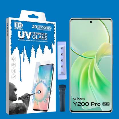 KadWaniya Edge To Edge Tempered Glass for Vivo Y200 Pro 5G, VIVO Y200 PRO 5G, Meibo Series 3D Curved (30 Seconds Quick Paste) High Quality UV Liquide Glue Glass with Easy Installation Kit-0042