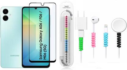 Bodoma Edge To Edge Tempered Glass for Samsung Galaxy A06 5G, SAMSUNG Galaxy F06 5G, Samsung Galaxy M06 5G with Cable protector