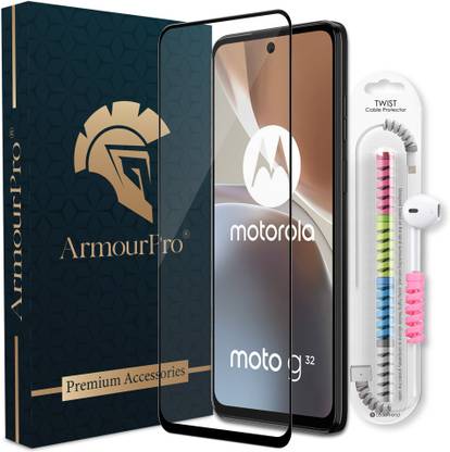 ArmourPro Edge To Edge Tempered Glass for Motorola G32, Moto G32, 1 OG Tempered Glass with 1 Cable Protector