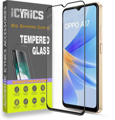 ICYNICS Edge To Edge Tempered Glass for Oppo A17, Anti-Fingerprint, Waterproof, Oil-resistant, Bubble-Free, Anti-Static with Full Screen Coverage & Easy Installation